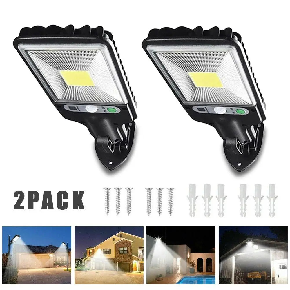 2 Pack 1200W Solar LED Wall Lights, Motion Sensor Outdoor Solar Flood Lights with 3 Lighting Modes, Waterproof Security Lamp for Garden Patio Yard