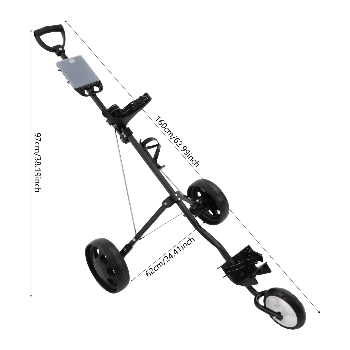 Three Wheel Golf Push Cart Folding Aluminum Frame Cup Holder