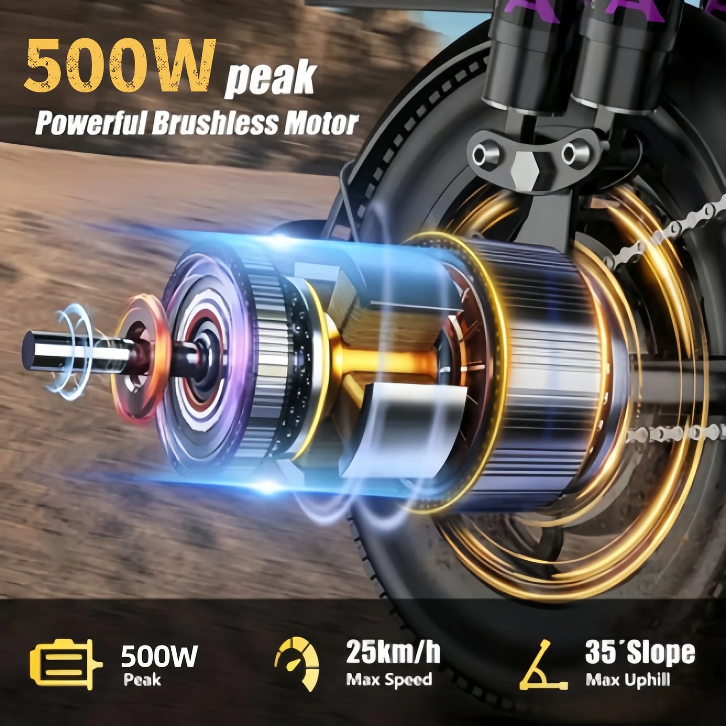 This Adult Folding Electric Bicycle Features a 500-watt Motor, a 48-volt 15-amp-hour Battery, 14-inch Tires, and a Maximum Range