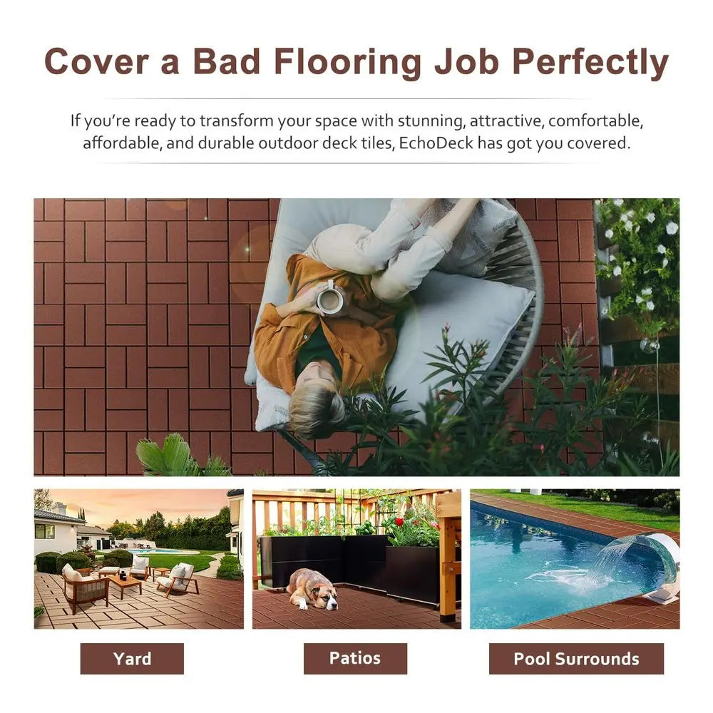 Interlocking Deck Tiles Outdoor All Weather Patio 44 Pack