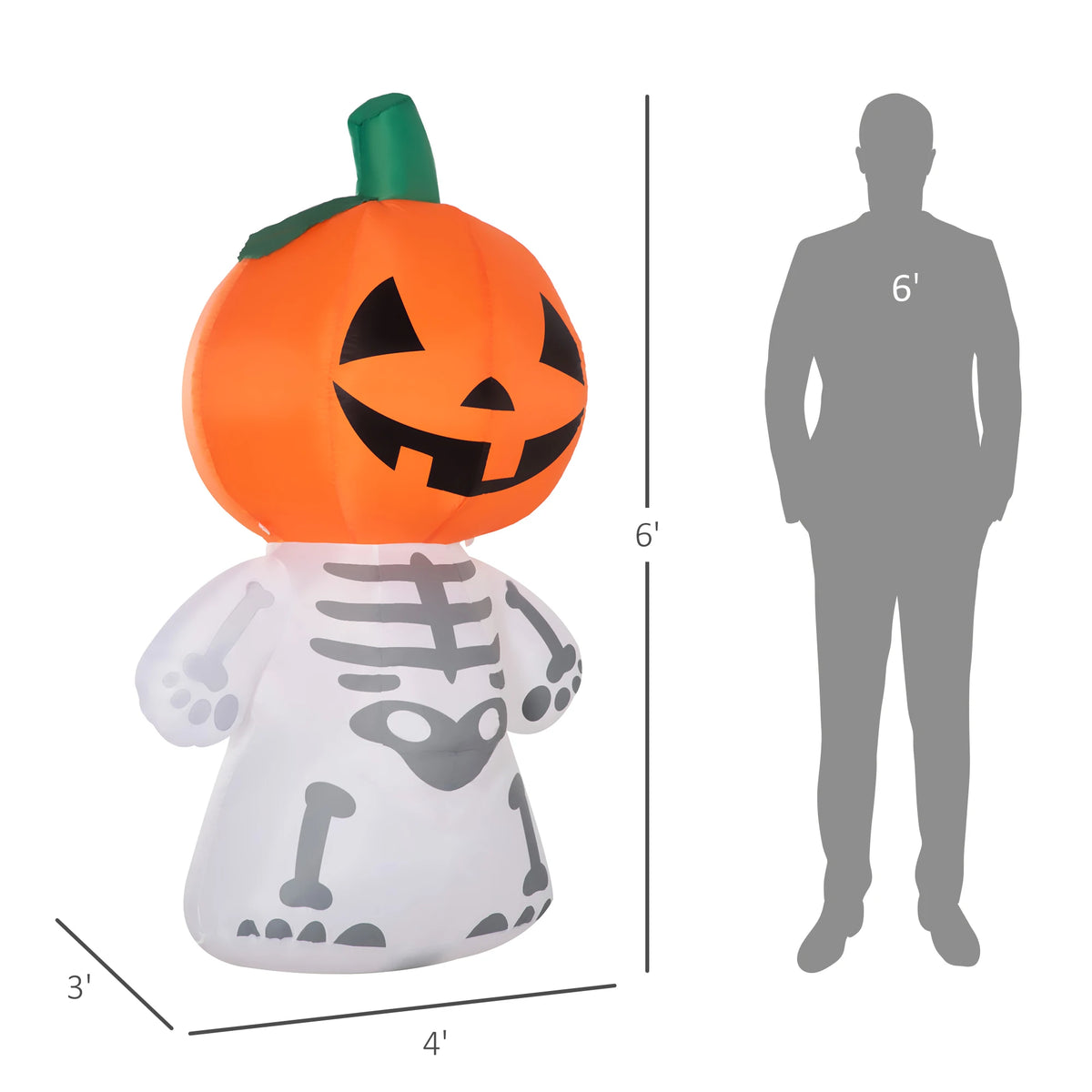 HOMCOM Inflatable Halloween Pumpkin Figure With LED Lights Outdoor Display