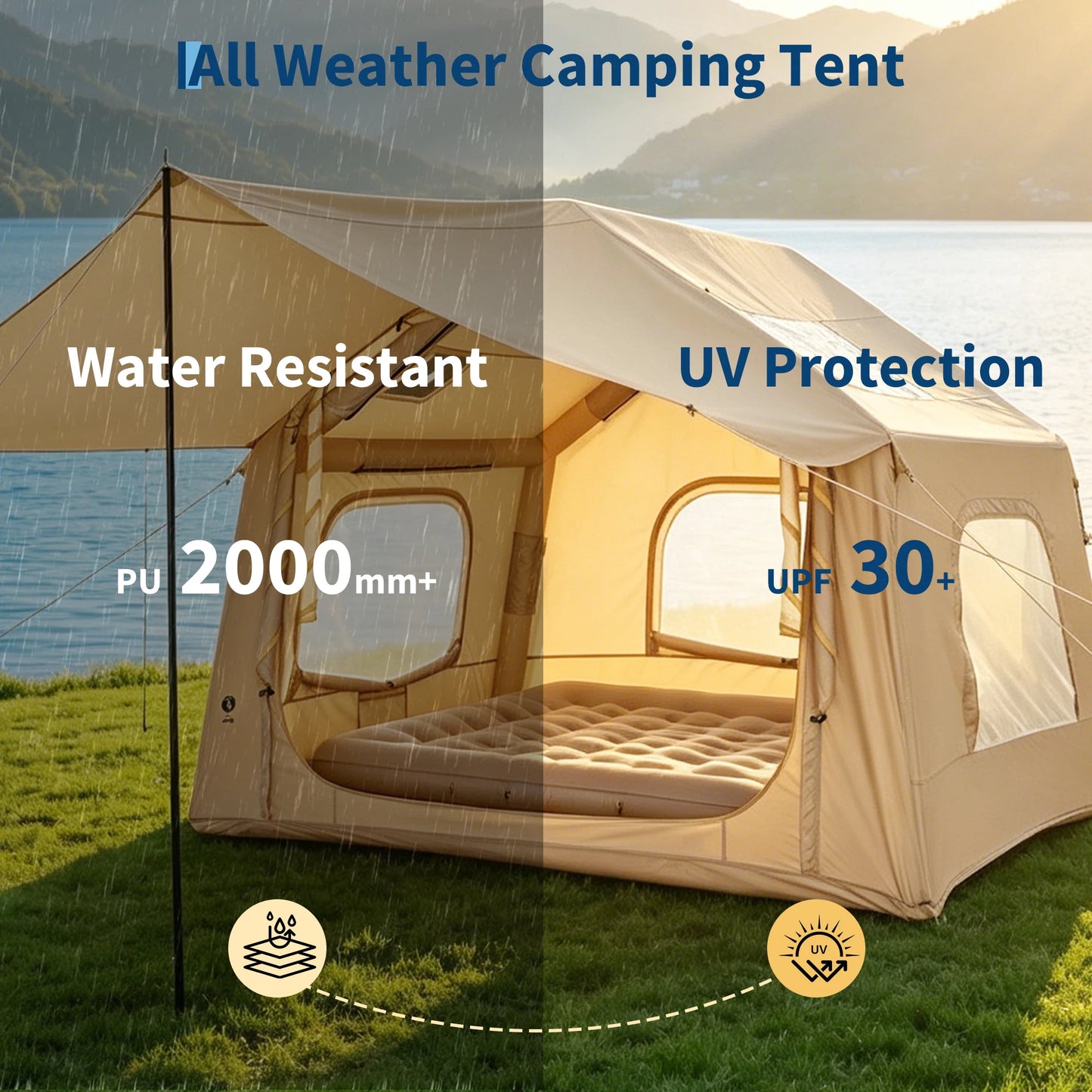 HiMISS Inflatable Camping Tent 3 To 5 Person Waterproof Glamping Shelter