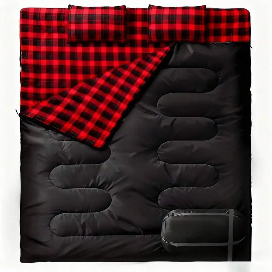 [Camping Sleeping Bag] Double Sleeping Bag For Adults With 2 Pillows 2 Person Sleeping Bags Camping XXL Queen Size Two Person Sl