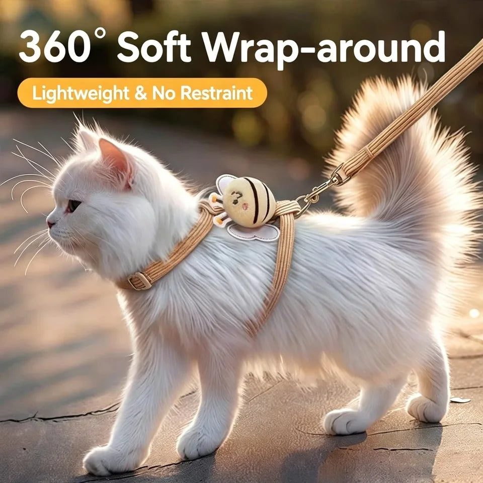Cute Bee Animals Shape Pet Set Dog Cat Harnesses Soft Adjustable Outdoor Walking Anti-Lost Puppy Leash Supplies