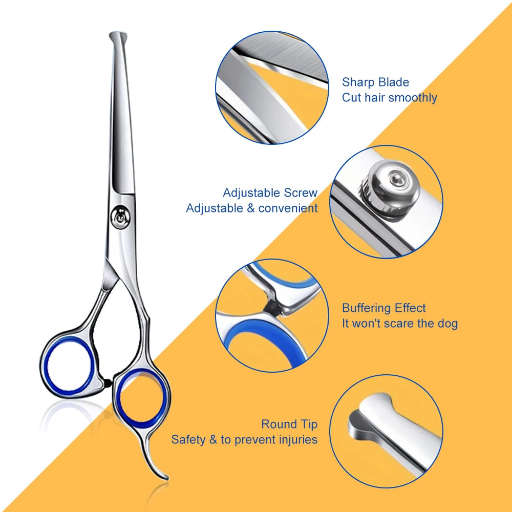 Professional 7 In 1 Stainless Steel Dog Grooming Scissors