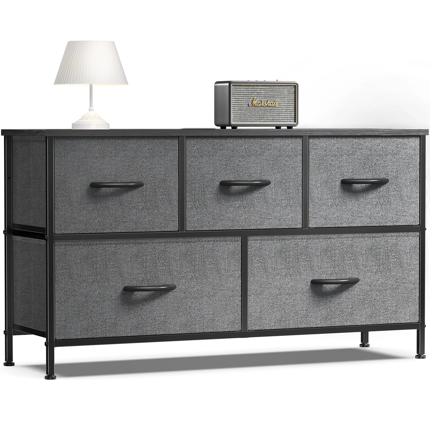 JHK Living Room Display Cabinet With Metal Frame And Drawers