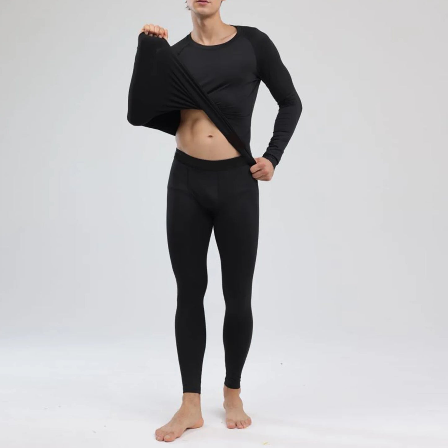 Men's Thermal Underwear Cold Weather Base Layer Set Knitting Material Warm Clothing All Round Warmness Top Bottom Set