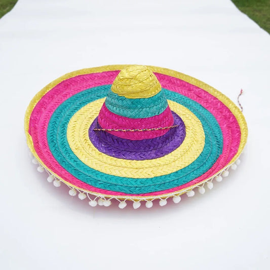 Summer Mexican Party Hat Colorful Wide Brim Straw Hats Men Women Summer Outdoor Sun Hat Sombrero Halloween Party Decor