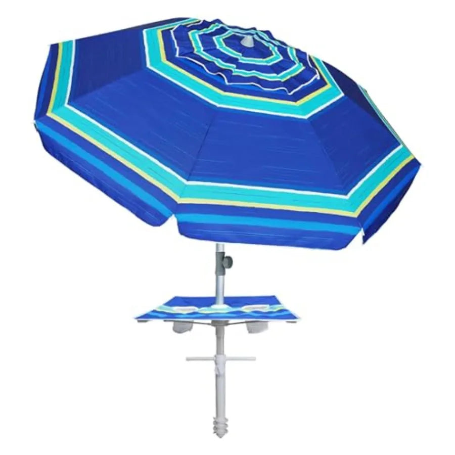 Heavy Duty Windproof Beach Umbrella With Sand Anchor Tray