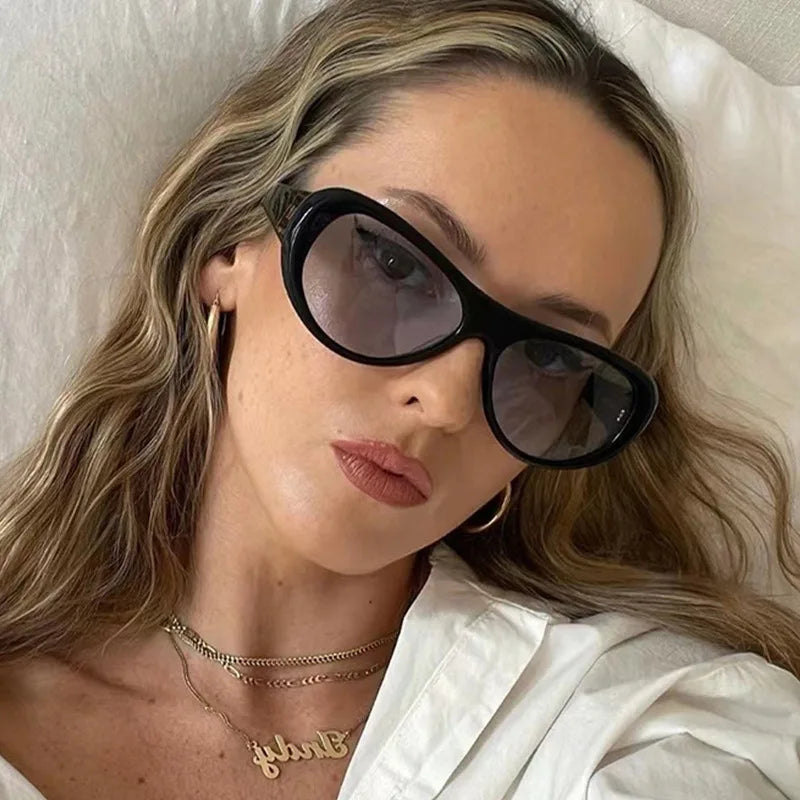 Clout Goggles Kurt Cobain Sunglasses Men Vintage Oval Glasses Retro Female Male Eyewear UV400 Fashion Trendy Shades for Outdoor Driving Travel Beach Anti Glare Eye Protection Classic Style Unisex Sun Glasses sunglasses women
