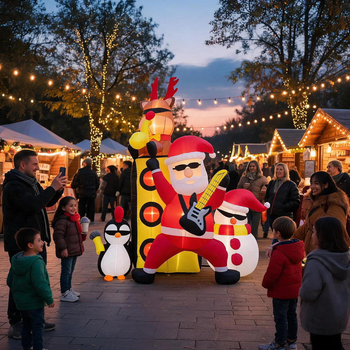 Christmas Inflatable Santa Musical Band Outdoor Garden Yard