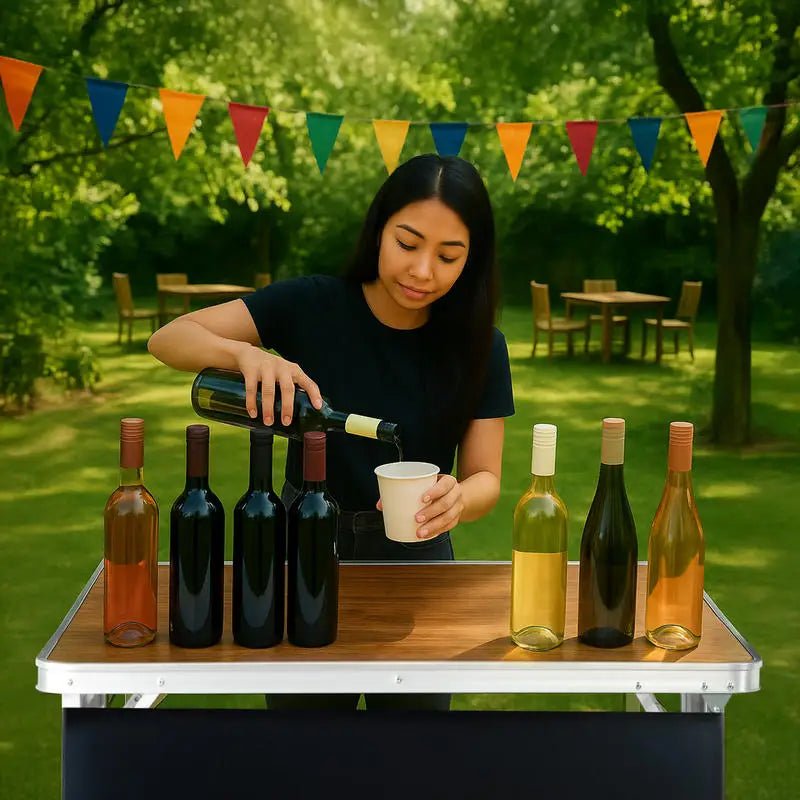 100*38*88cm Wood Grain Color 8mm Single-layer Aluminum Alloy Outdoor Folding Bar Table, 30kg Rectangular, with Black Cloth and Storage Bag