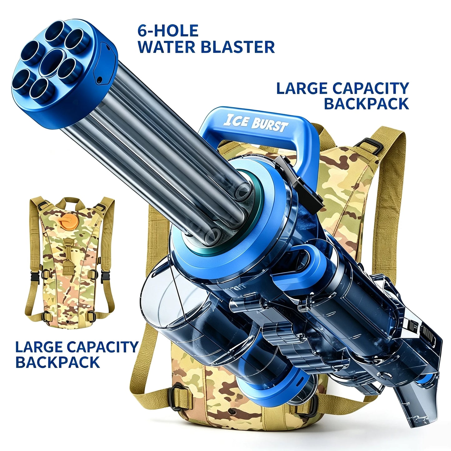 Rechargeable Automatic Gatling Water Gun Toy, Durable ABS Electric Water Blaster, Comes with Water Bag, Lithium Battery, Screwdriver and User Manual, Ideal Summer Game Gift for Pool Party, Beach & Backyard Water Battles for C