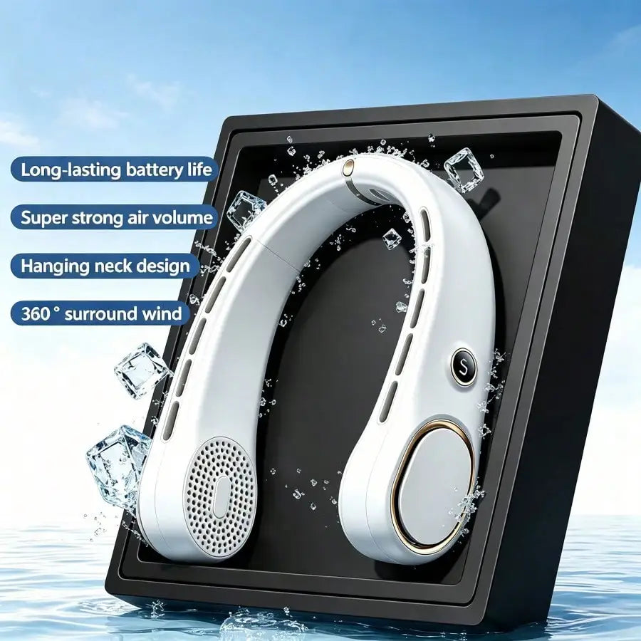 Personal Wearable Neck Fan, Portable Bladeless Air Cooler, 5-Speed Adjustable Fan, 3000mAh Long-Lasting Rechargeable Battery