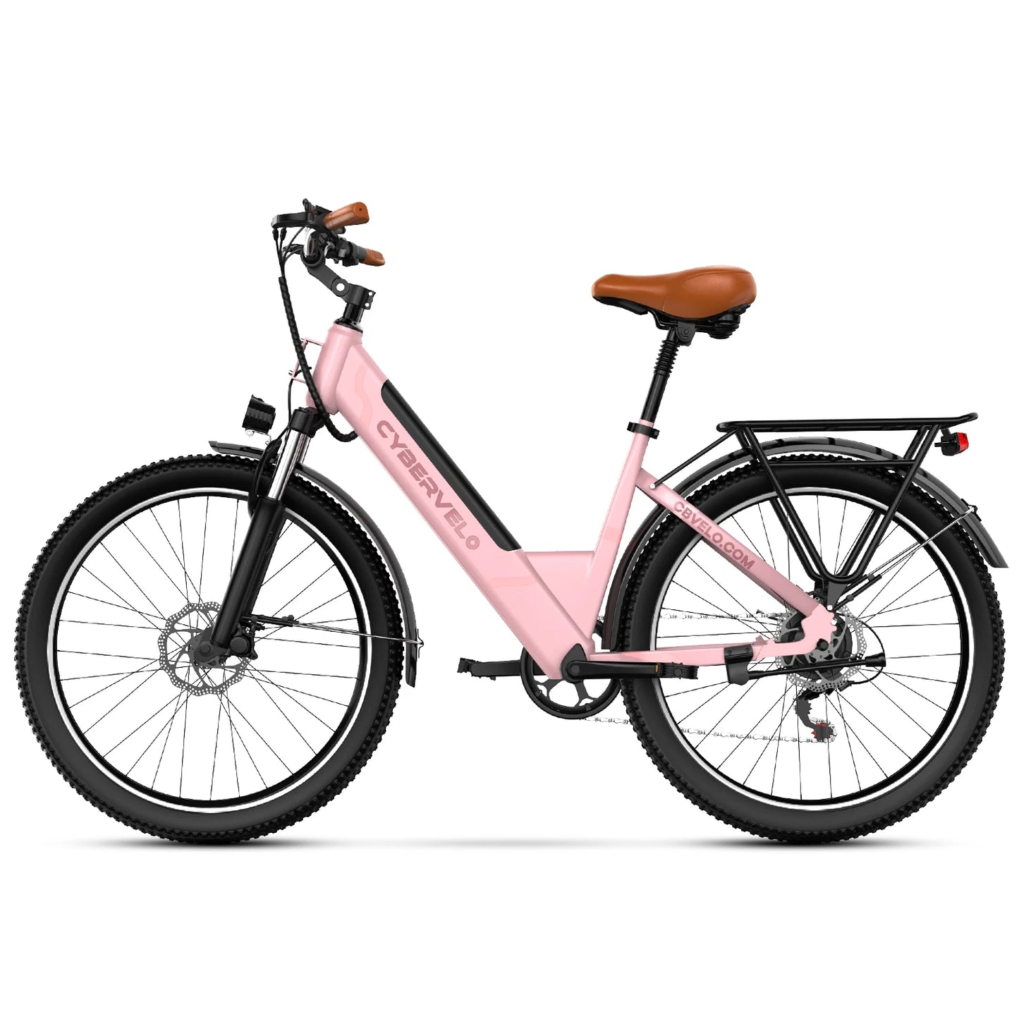 Cybervelo Urban Commute E-Bike, 48V 1000W Peak Motor Detachable Battery 7-Speed shift Electric Bike 26“ Step-Thru adults EK2