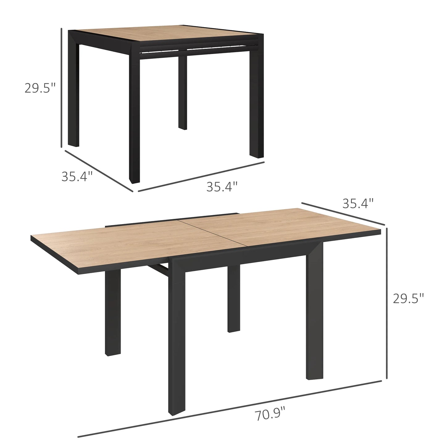 Expandable Aluminum Outdoor Dining Table