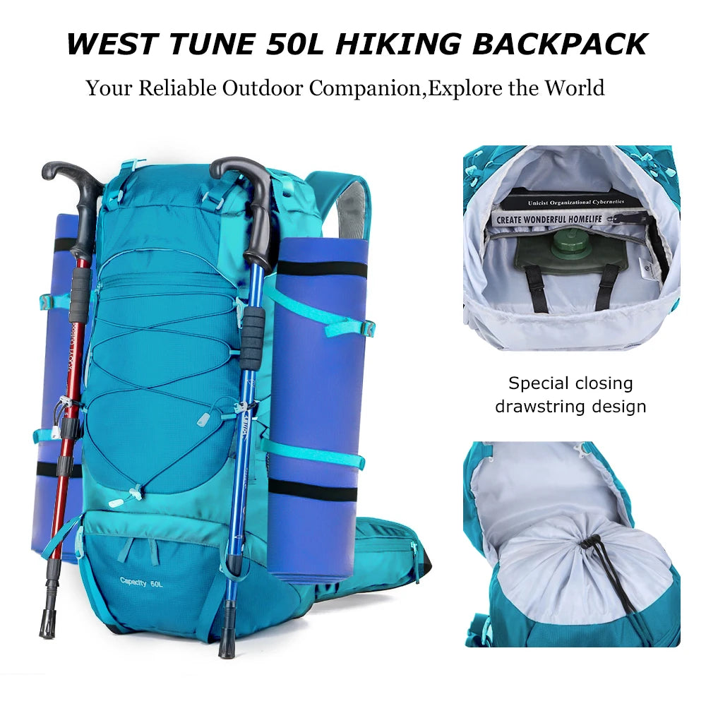West Tune Hiking Backpack With Rain Cover External Frame