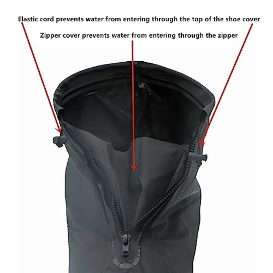 Waterproof Shoe Covers, Reusable Foldable Slip Proof Bottom Overshoes with Zipper, Keep Shoes Dry for Gardening Cycling Fishing