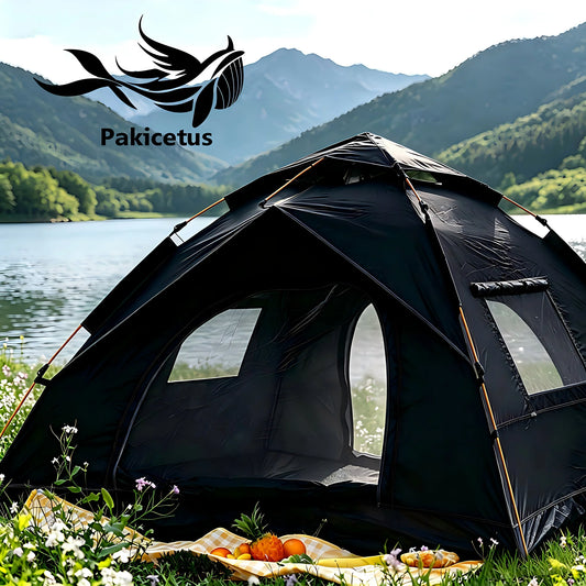 PAKICETUS 1-3 Person Pop Up Camping Tent, 60s Fast Setup Dual Door Portable Dome Tent with Storage Bag for Backpacking Hiking Outdoor Backyard Use