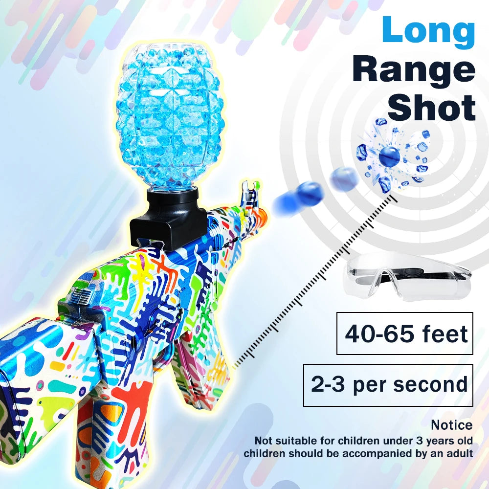 Electric Gel Ball Blaster Pistol Toy With Glasses Outdoor Play