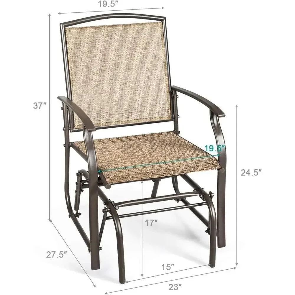 Outdoor Steel Patio Swing Set With Glider And Rocking Chair