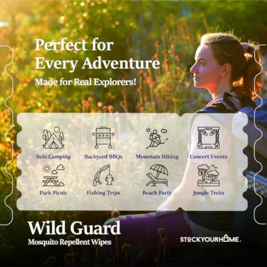 Wild Guard Mosquito Repellent Wipes Deet Free For Travel Use