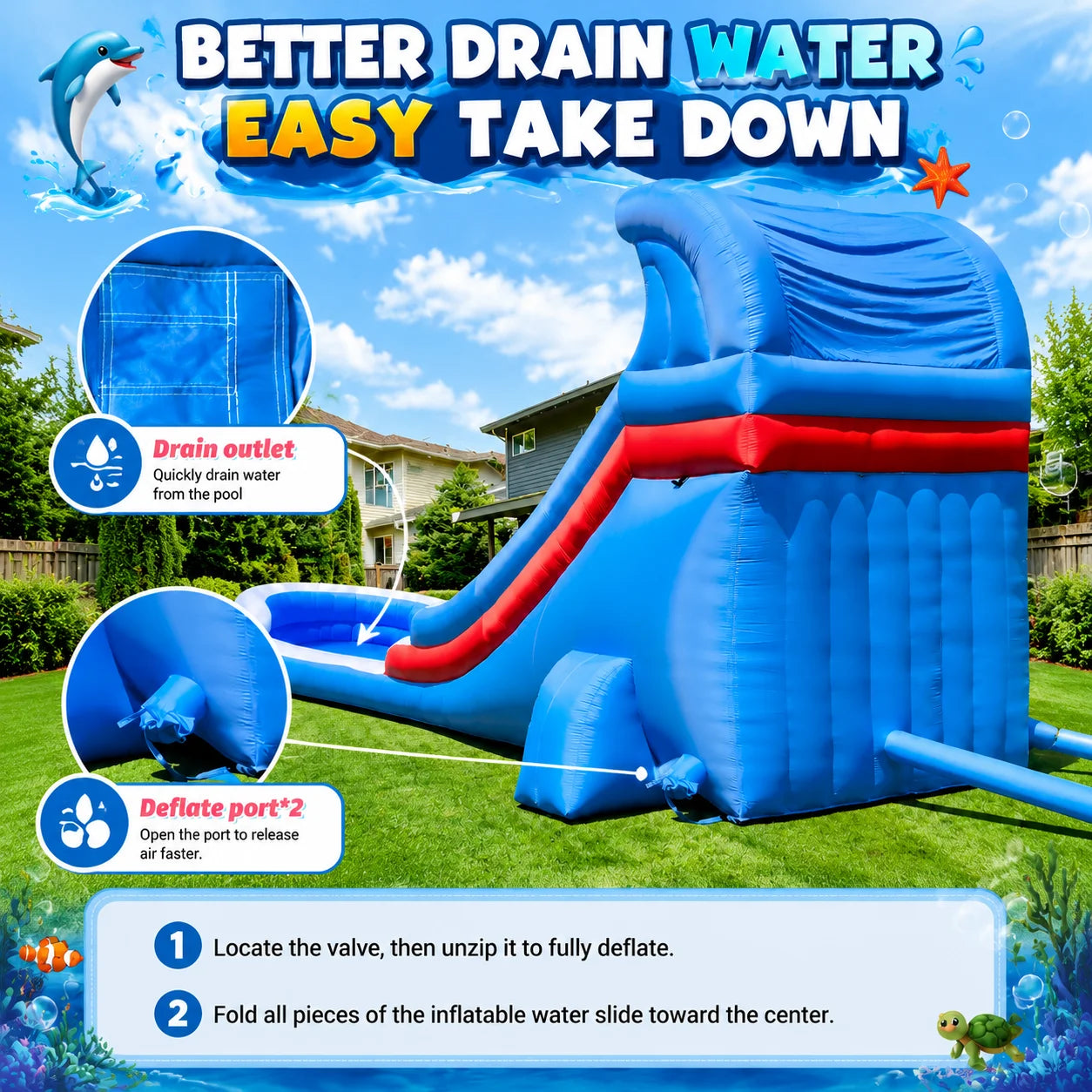 Blue White Red Oxford Water Slide Summer Outdoor Water Toy for Backyard Poolside Fun Games Entertainment