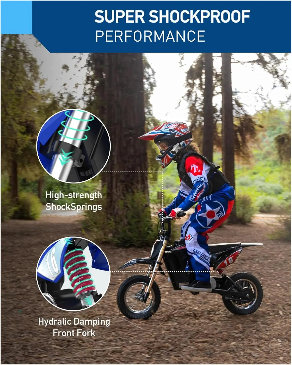 Hiboy DK1 36V Electric Dirt Bike, 300W Electric Motorcycle - Up to 15.5 MPH & 13.7 Miles Long-Range, 3-Speed Modes Motorcycle for Kids Ages 3-10