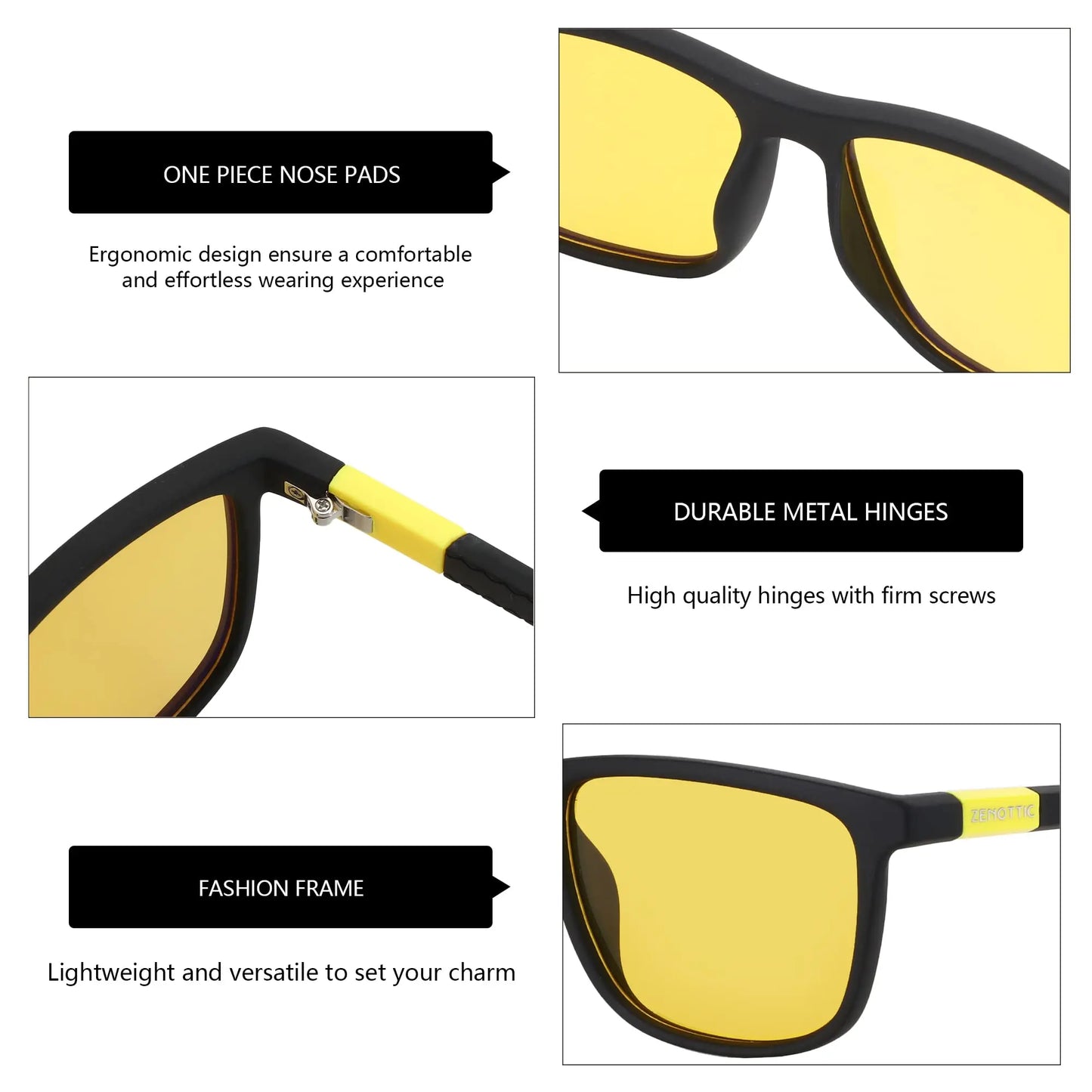 ZENOTTIC Polarized Square Sunglasses for Men - Lightweight TR90 Frame 100% UV Blocking Shades for Driving Fishing Golf Sports