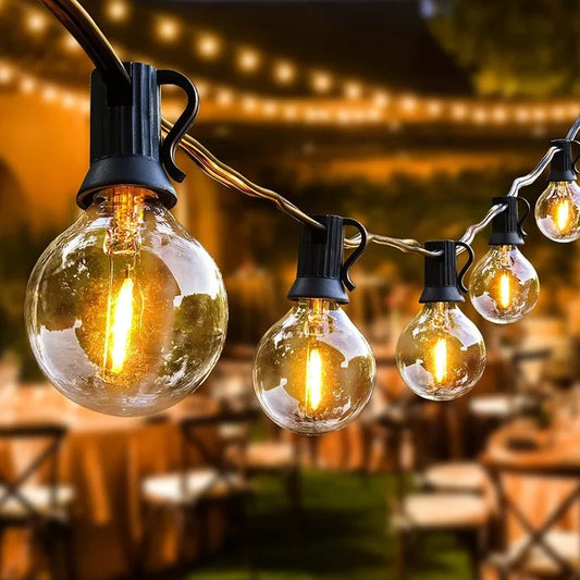 Led Globe String Lights - Outdoor Globe String Lights - 64ft String with G40 Globe Clear Bulb for Backyard Patio Christmas Decor