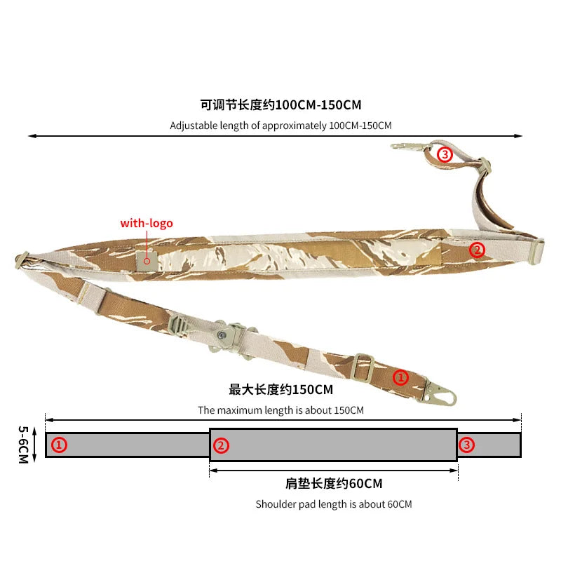 Tactical Rifle Sling Modular Strap Removable Two Point Or One Point Padded