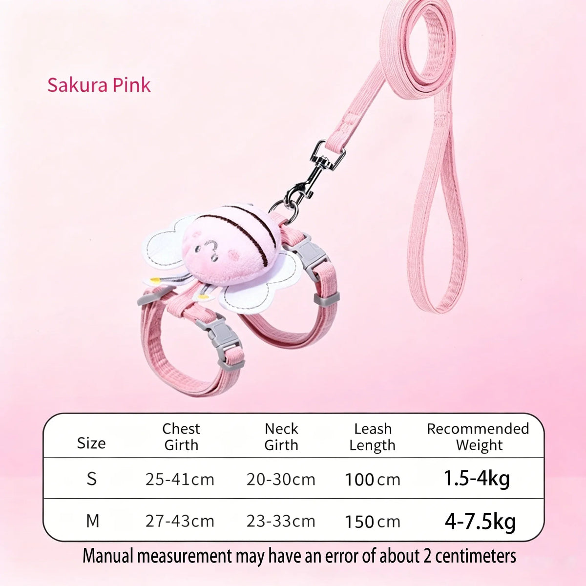 Cute Bee Animals Shape Pet Set Dog Cat Harnesses Soft Adjustable Outdoor Walking Anti-Lost Puppy Leash Supplies