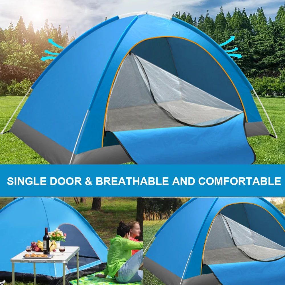 Outdoor Folding Tent Fully Automatic Quick Opening Tent, 1-2 Person Self Driving Camping Tent Cozy Rain Proof Sun Proof Portable