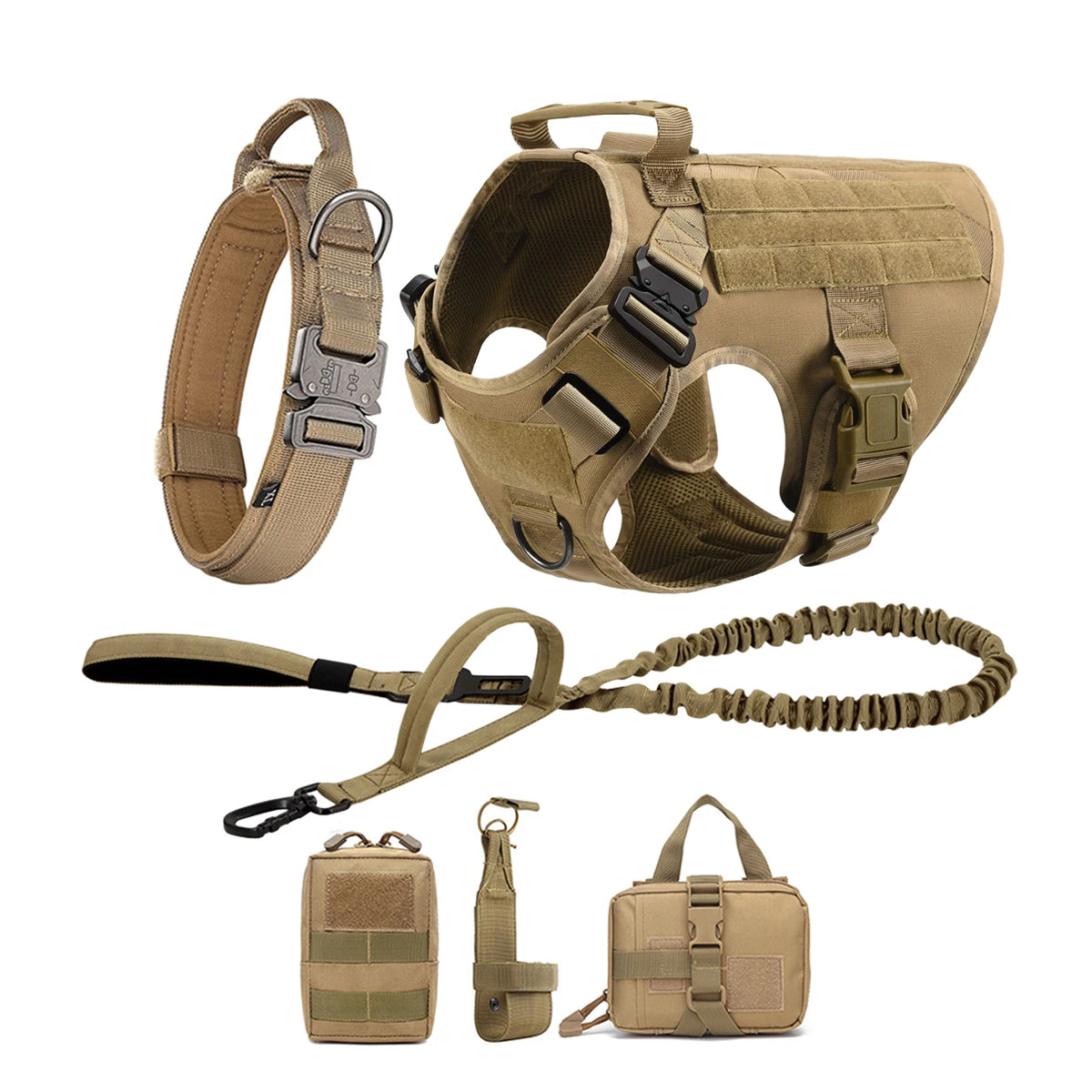 Pettravel Tactical Dog Harness With Padded Molle Pouch