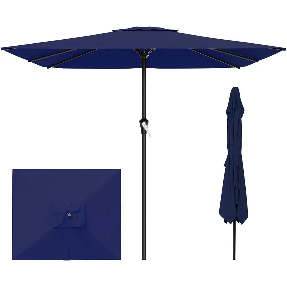 Navy 8-Foot x 10-Foot Patio Umbrellas with 8 Ribs for Outdoor, Pool, and Garden Use
