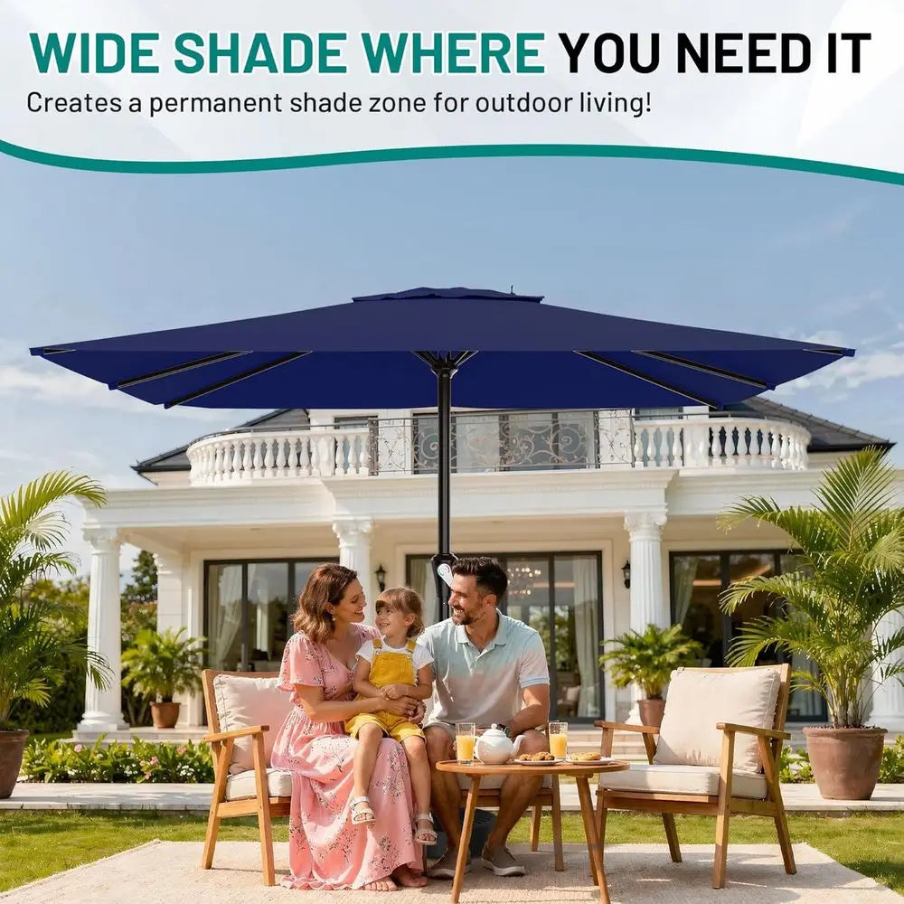Navy 8-Foot x 10-Foot Patio Umbrellas with 8 Ribs for Outdoor, Pool, and Garden Use