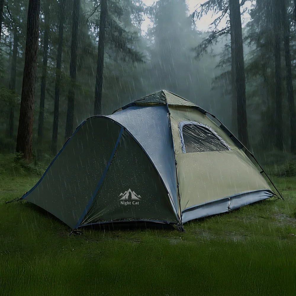 Night Cat Pop Up Tent 2-3 Person Instant Setup With Rainfly