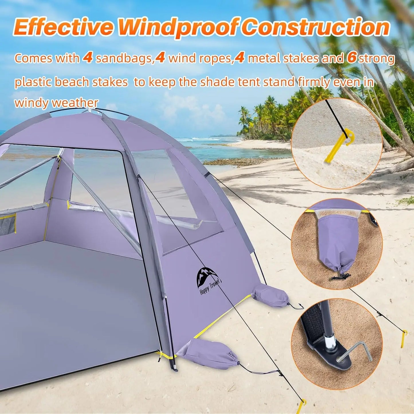 Beach Tent, UPF 50+ UV Protection Sun Shade Shelter for 3/4/5/6/7/8 Person, Portable Beach for Family & Baby, Lightweight & Easy