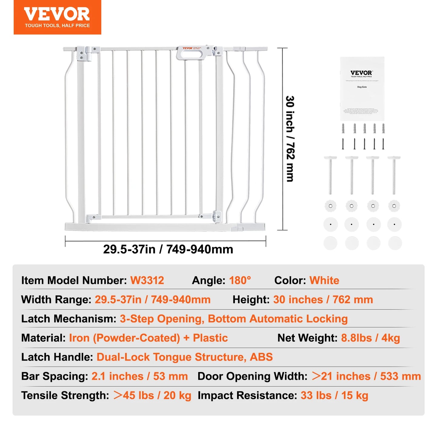 SucceBuy Pressure Mount Walk Through Baby Security Gate