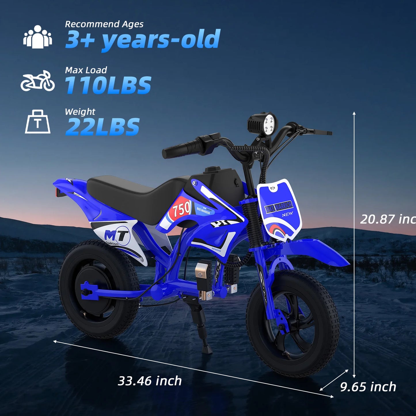 25V Electric Dirt Bike 200W Electric Motorcycle Up to 10MPH Max Speed & 7Miles Long Range 3-Speed Modes Motorcycle for Kids Ages 3-10