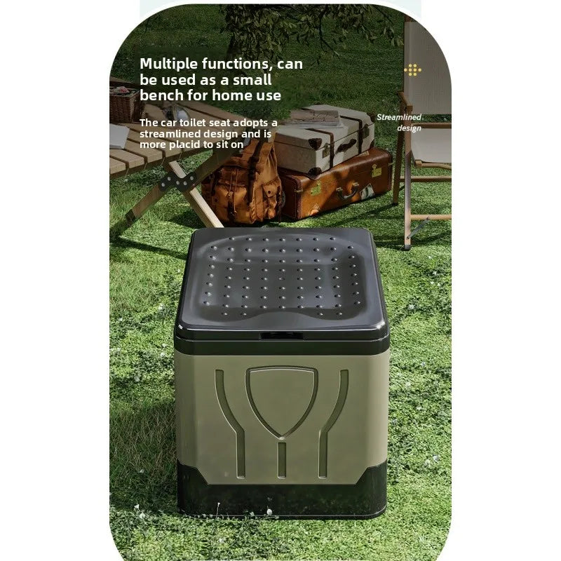 Portable large folding adult toilet, suitable for self-driving travel, camping outdoor emergency seats, car mobile portable toilet
