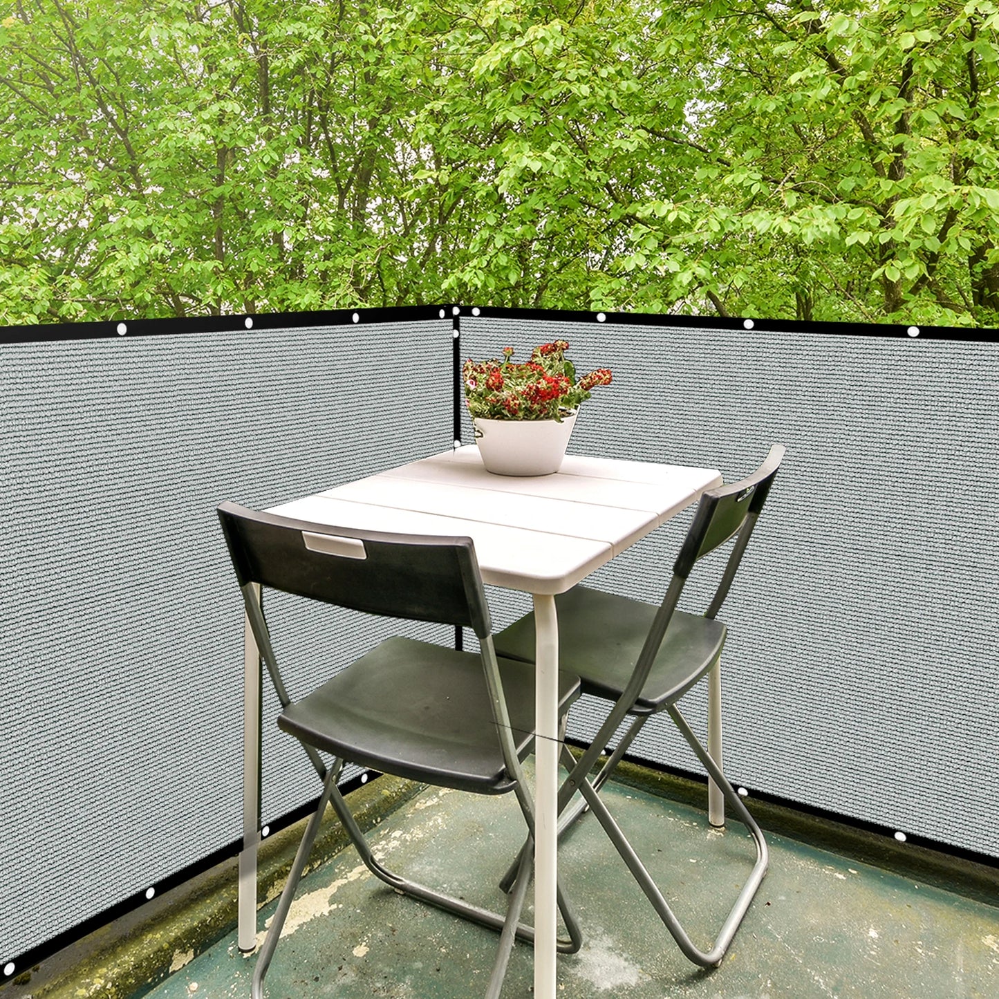 6x50ft gray Heavy Duty Fence Privacy Screen Fence Covering Privacy with Straps & Brass Grommets, 90% Privacy Blockage Mesh Shade Net for Balcony Yard Outdoor Pool