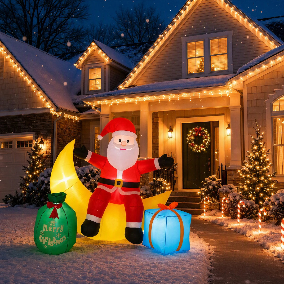 Gaomon Moon Santa Christmas Inflatable Outdoor Decoration