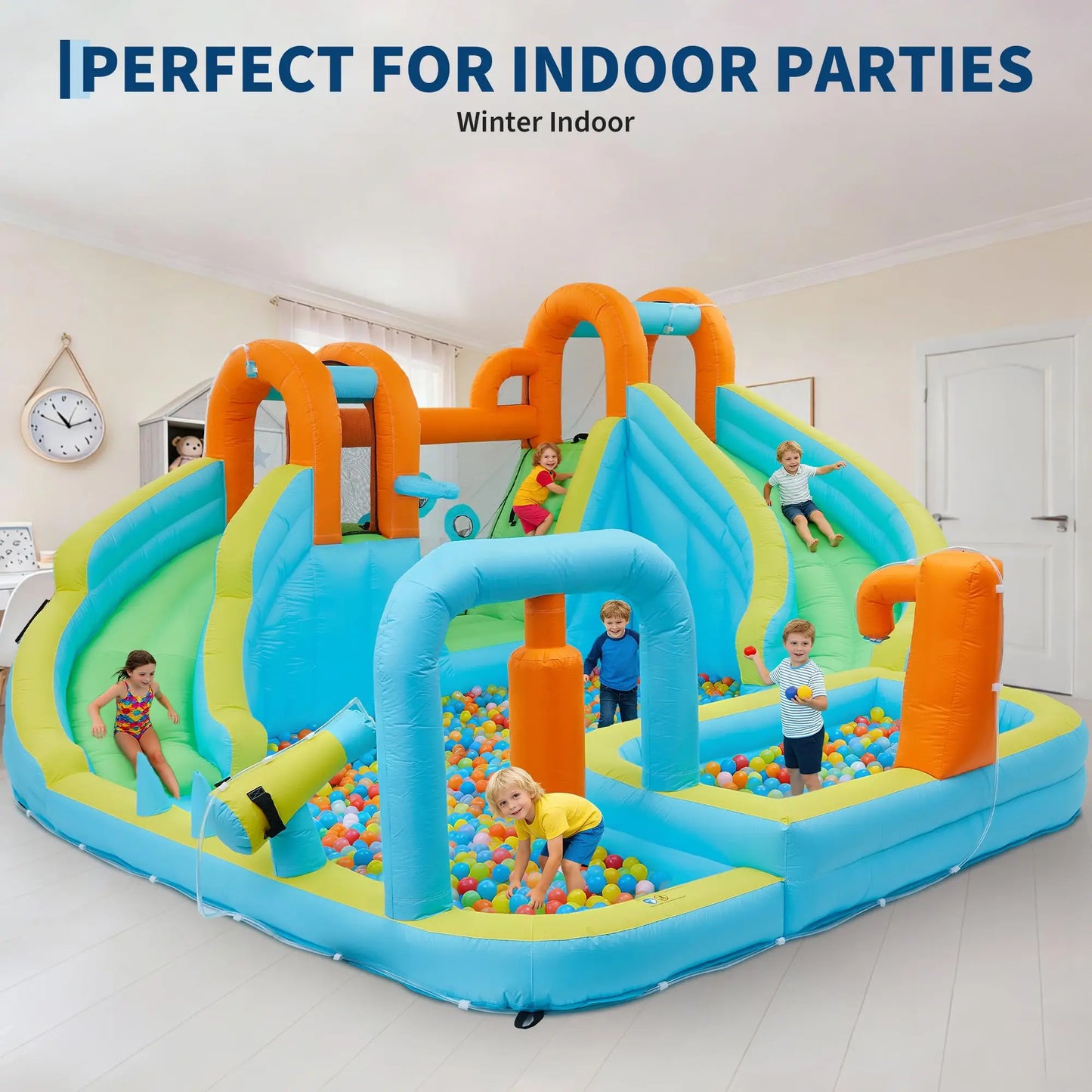 HiMISS 10 In 1 Water Bounce Castle With Slide Outdoor