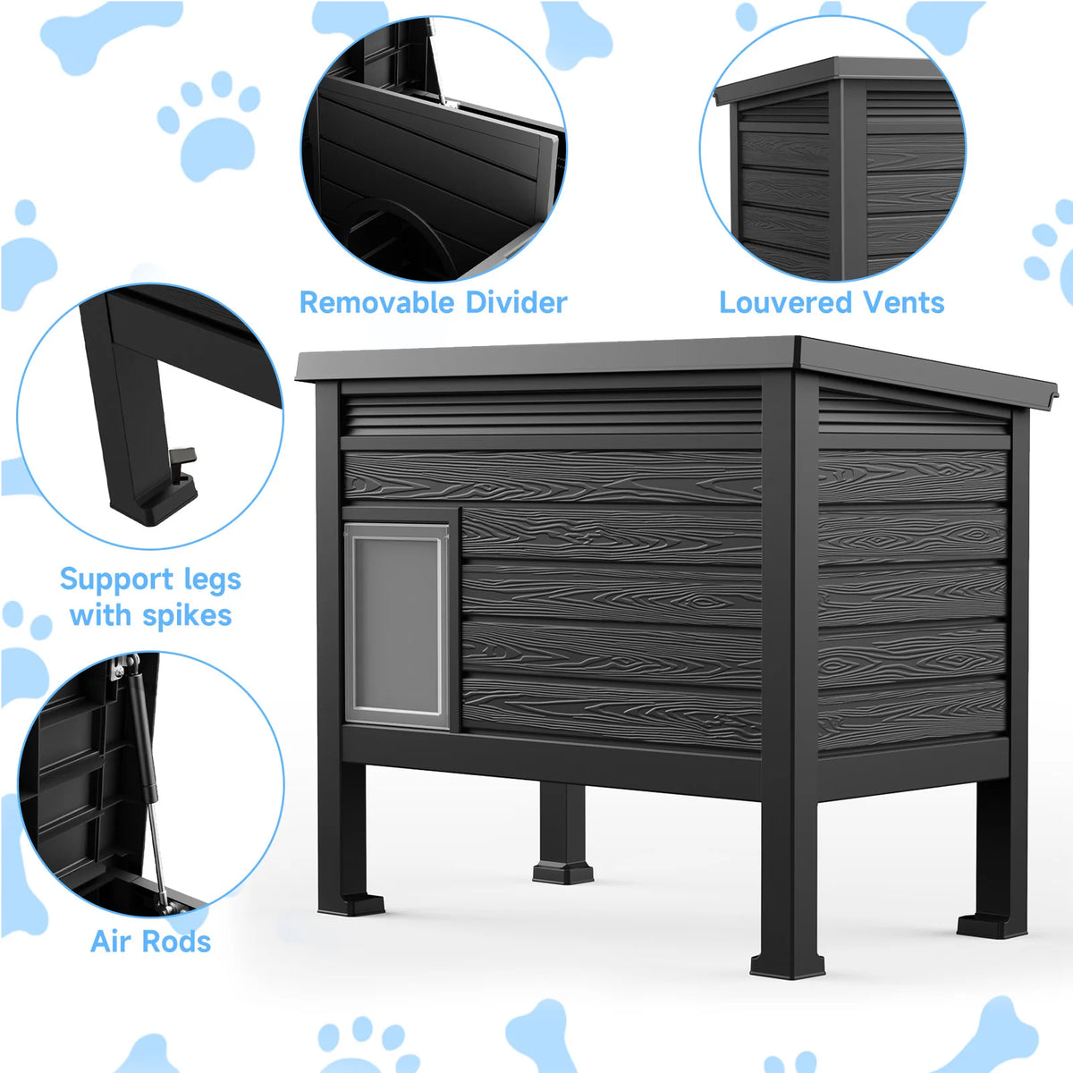 Weatherproof Plastic Elevated Cat House With Heating Pad