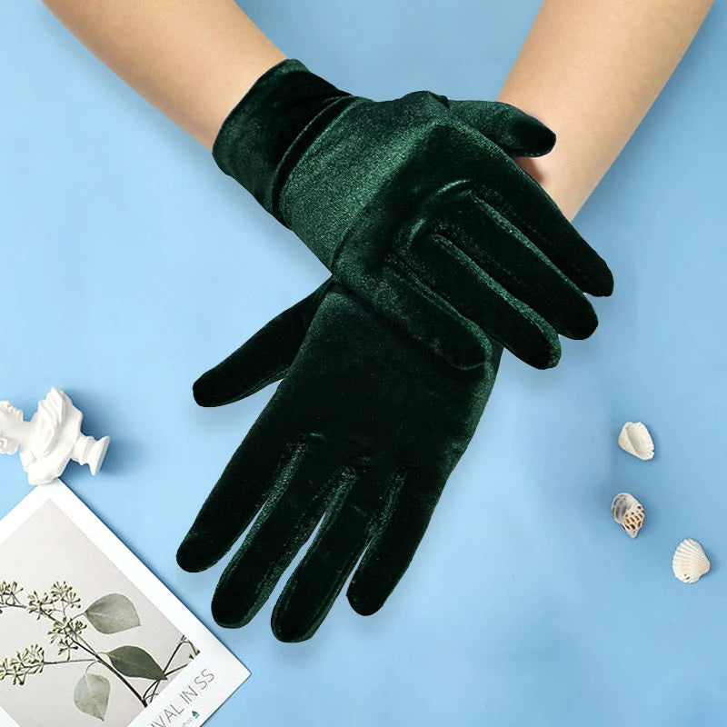 Autumn Winter Warm Velvet Gloves Solid Color Driving Goves Fashion Etiquette Mittens Quality Elastic Outdoor Velvet Gloves