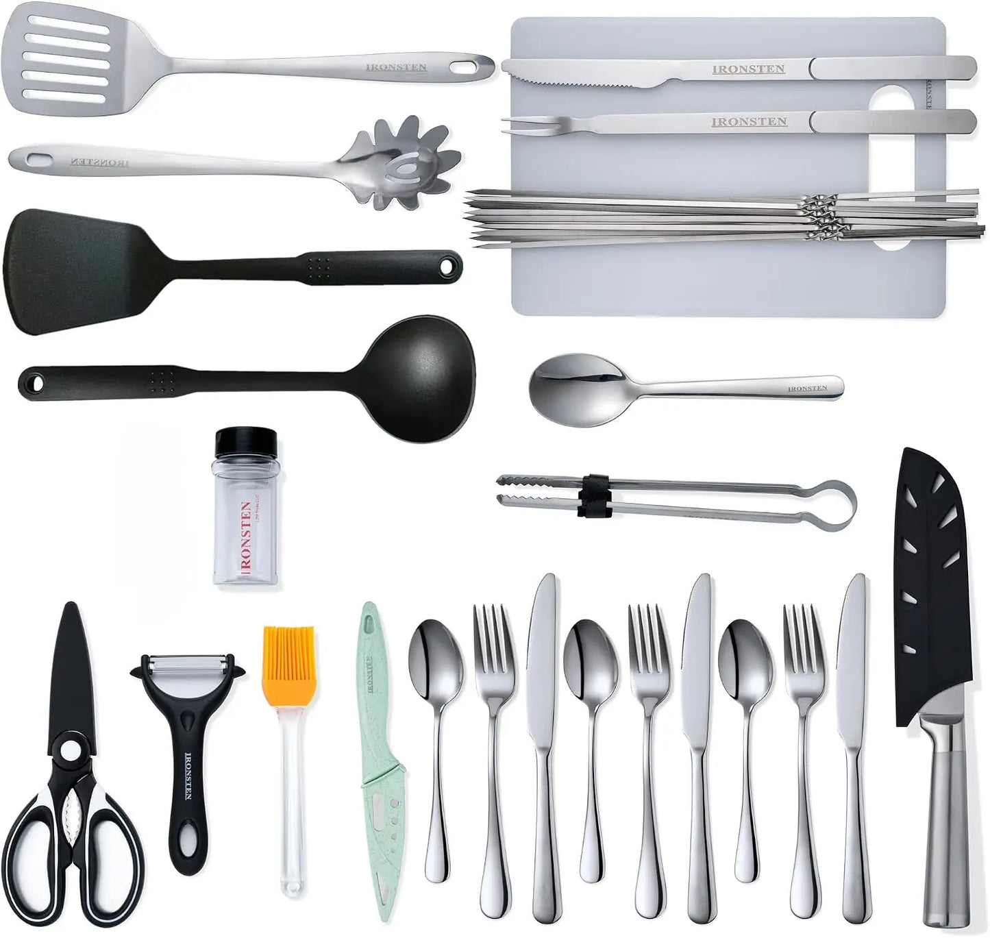 40 Pcs Camping Cooking Utensils Set, Portable Kitchen Kit with Bag for Outdoor Picnic BBQ Grill