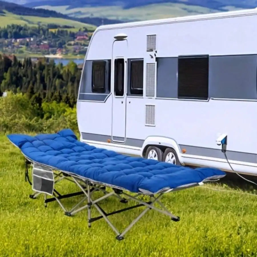 Portable Outdoor Camping Mattress, Camping Cot Pad For Folding Bed For Adults, Oxford Fabric With Storage Pocket, Great For Camp