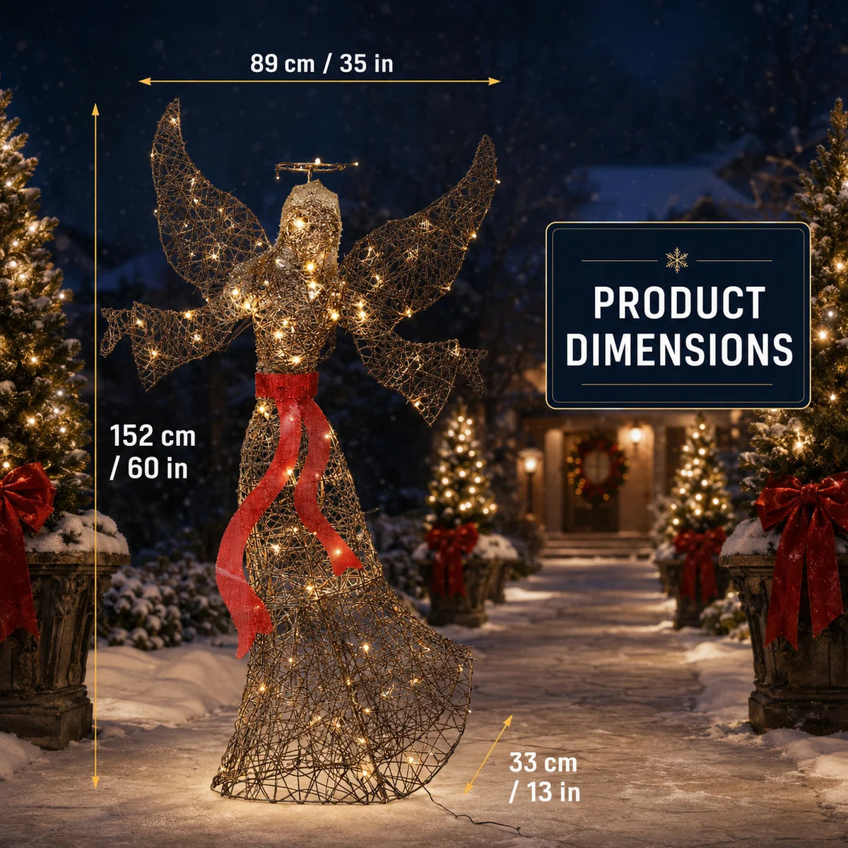 Lighted Angel Christmas Yard Art Metal LED Sculpture