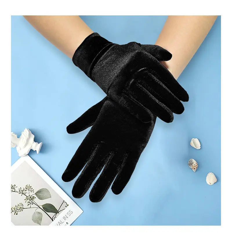 Autumn Winter Warm Velvet Gloves Solid Color Driving Goves Fashion Etiquette Mittens Quality Elastic Outdoor Velvet Gloves